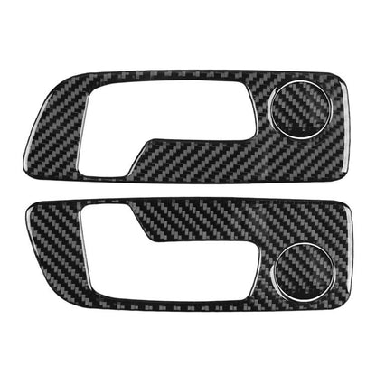 Carbon-fiber style seat switch panel sticker with circular trim and switch cutouts