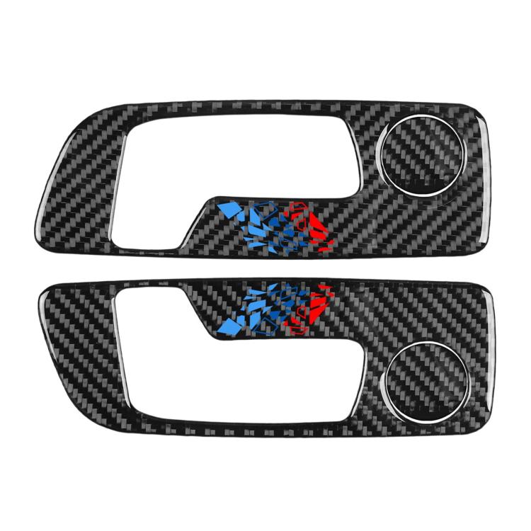 Carbon-fiber seat switch panel sticker with multicolor mosaic accents and circular trim