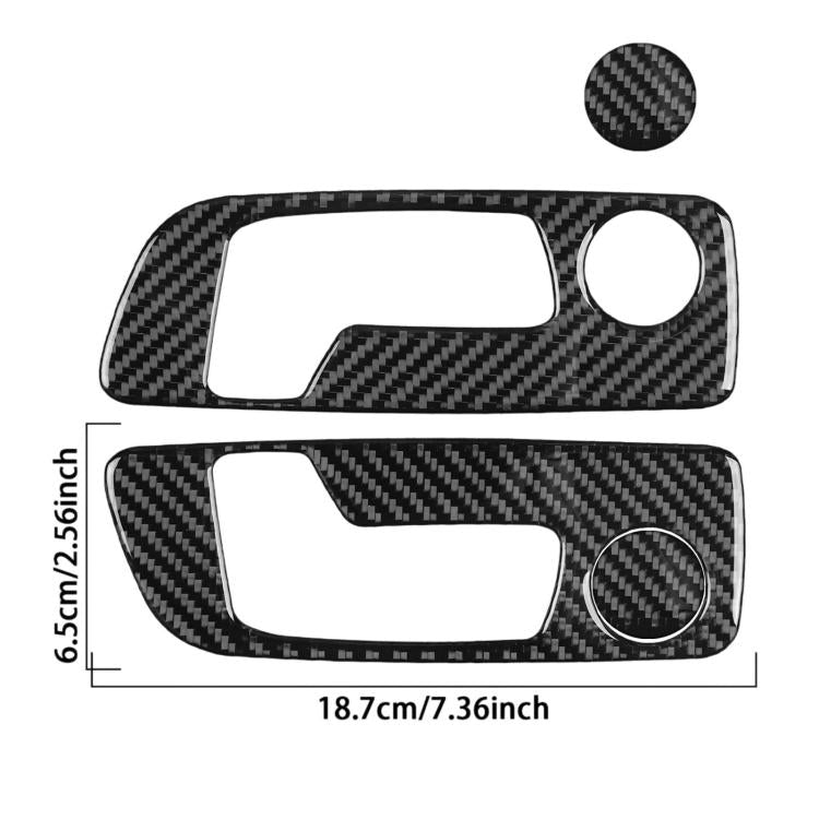 Carbon-fiber seat switch panel sticker set with circular trim and rounded cutouts