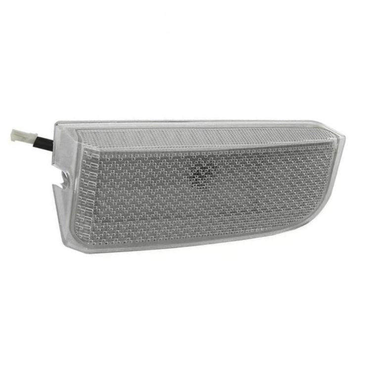 Rear license plate brake light lens with clear textured housing, single unit