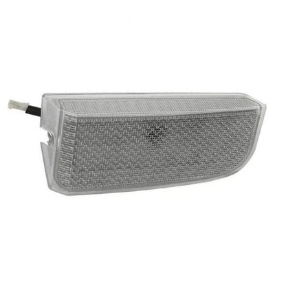 Rear license plate brake light lens with clear textured housing, single unit