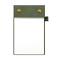A6 tear-off notepad journal with green leather cover and blank pages, snap buttons