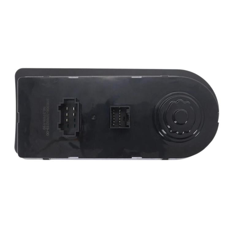 Car control switch panel underside with wiring connectors and round dial housing, black