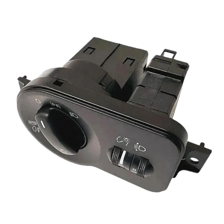 Headlight control switch with rotary headlight dial and fog light controls, black