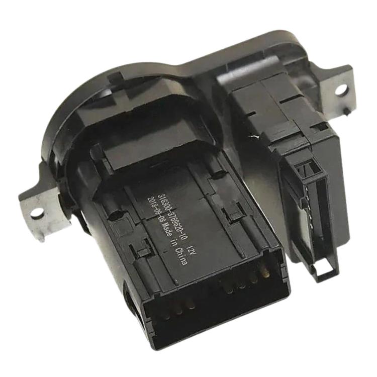 Headlight control switch rear housing with mounting tabs and connector, black