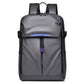 Dark gray sports travel backpack with front flap pocket and padded center seam