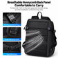Black waterproof sports travel backpack with top handle and adjustable shoulder straps