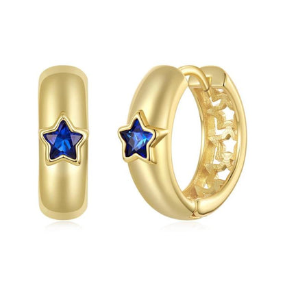S925 Sterling Silver Needle Star-Shaped Copper Earrings, YIE424