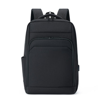 REMOID slim business laptop backpack, black front with zip pockets and top handle.