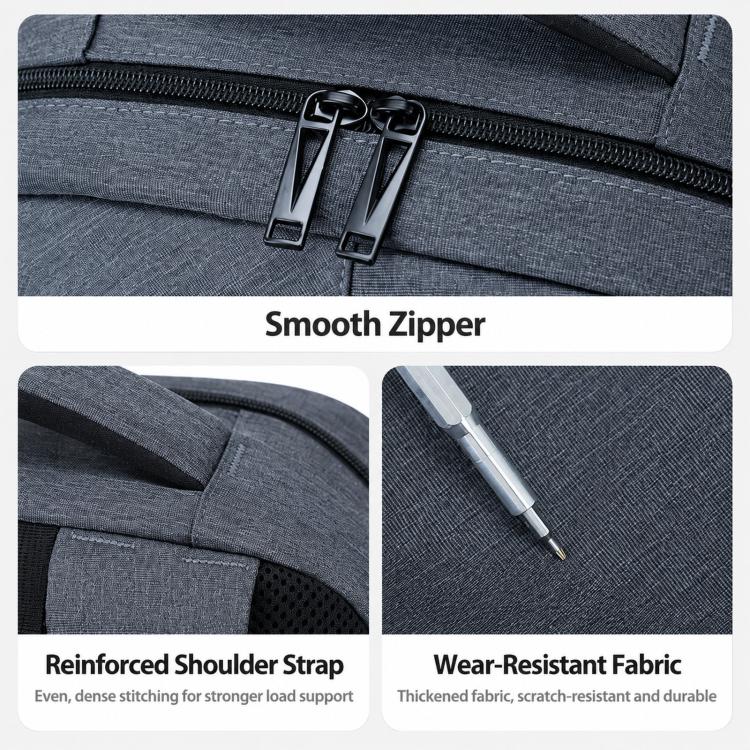 REMOID backpack close-up: smooth zipper, reinforced shoulder strap, wear-resistant fabric.