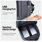 REMOID backpack with USB charging port and spacious interior laptop sleeve, side view.