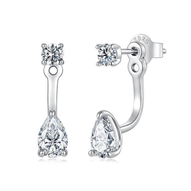 S925 Sterling Silver Sparkling Teardrop Moissanite Stud Earrings, MSE152