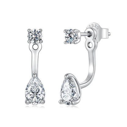 S925 Sterling Silver Sparkling Teardrop Moissanite Stud Earrings, MSE152