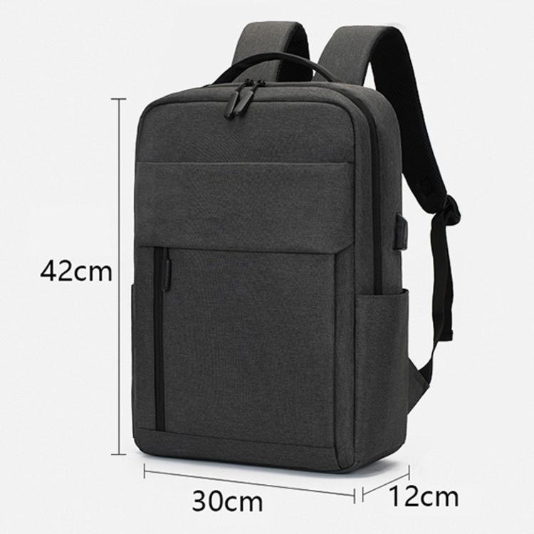 Gray laptop backpack with top handle and adjustable side shoulder straps