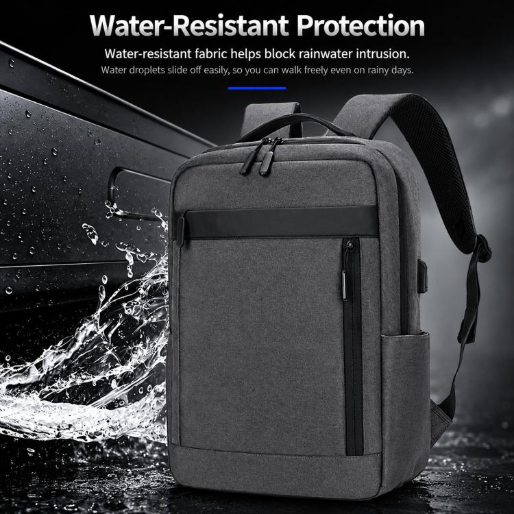 REMOID water-resistant laptop backpack, dark gray with padded front panel and side pocket
