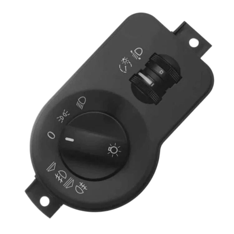 Black headlight control switch with rotary dial and lighting symbol positions