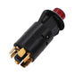 Car hazard warning light switch, black body with red lens and metal contacts