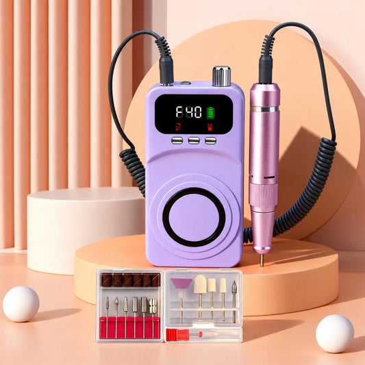 40000RPM Electric Nail Drill Machine Rechargeable Efile with UV Light 40 Speed Levels, 12 Bits Purple+Pink, 12 Bits Purple+Silver, 12 Bits Purple+Grey, 12 Bits Beige+Pink, 12 Bits Beige+Silver, 12 Bits Beige+Grey, 6 Bits Purple+Pink, 6 Bits Purple+Silv...