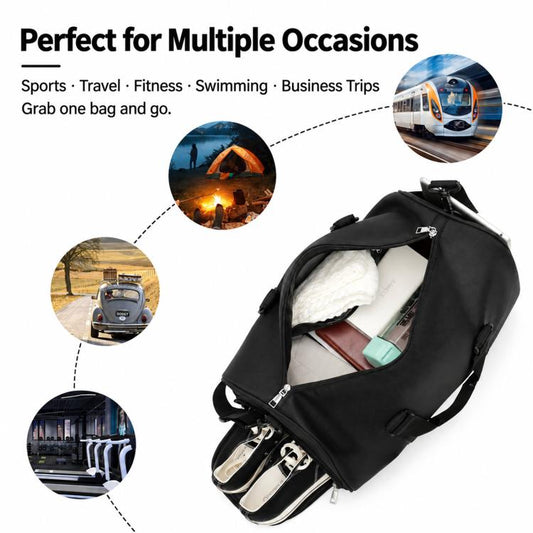 REMOID T11 Sports Gym Duffle Bag Travel Weekender Shoulder Bag With Shoe Compartment Wet Pocket