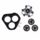 Replacement shaver head parts set with three cutter units, frame, and mounting pieces