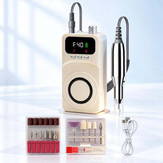 40000RPM Electric Nail Drill Machine Rechargeable Efile with UV Light Built-in Fan Handpiece, 12 Bits Beige Silver, 12 Bits Beige+Gold, 12 Bits Purple Silver, 12 Bits Purple Gold, 6 Bits Beige Silver, 6 Bits Beige Gold, 6 Bits Purple Silver            ...