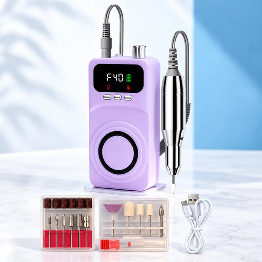 40000RPM Electric Nail Drill Machine Rechargeable Efile with UV Light Built-in Fan Handpiece, 12 Bits Beige Silver, 12 Bits Beige+Gold, 12 Bits Purple Silver, 12 Bits Purple Gold, 6 Bits Beige Silver, 6 Bits Beige Gold, 6 Bits Purple Silver            ...