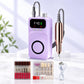 Purple portable cordless nail drill machine with rose-gold handpiece and bit set
