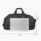 Large black gym duffle bag with top handle, side zippers, and backpack shoulder straps