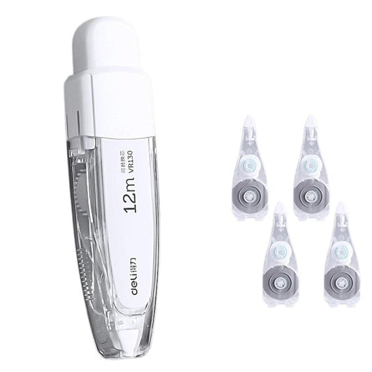 Deli VR130 Refillable Pen?Style Correction Tape Student Large Capacity Press Type Correction Roller