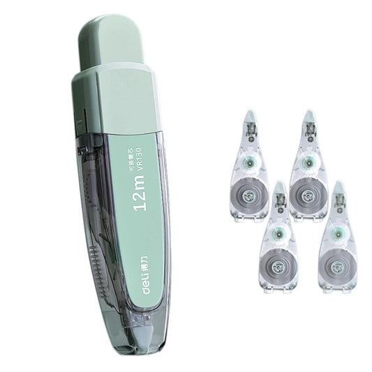 Deli VR130 Refillable Pen?Style Correction Tape Student Large Capacity Press Type Correction Roller