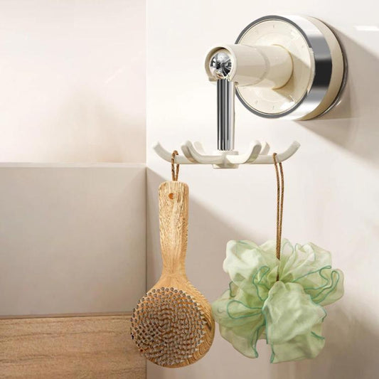 Home Use No Drill Kitchen Rotating Hook Suction Cup Wall Mount Pot Spoon Storage Rack