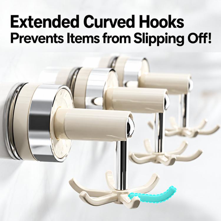 Home Use No Drill Kitchen Rotating Hook Suction Cup Wall Mount Pot Spoon Storage Rack