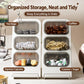 White 3-tier slant storage box with compartments for tea bags, coffee, espresso capsules, and more