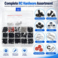 RC screw kit organizer with assorted hex screws, lock nuts, washers, and body clips