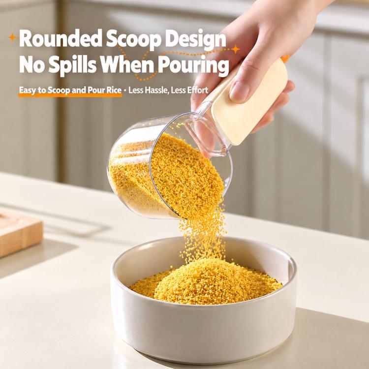 Thickened Visible Rice Scoop With Sealing Clip Large Capacity Kitchen Measuring Spoon For Grains