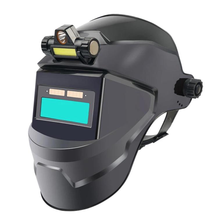 Head-Mounted Solar-Powered Auto-Darkening Welding Helmet, True-color Model + Headlamp