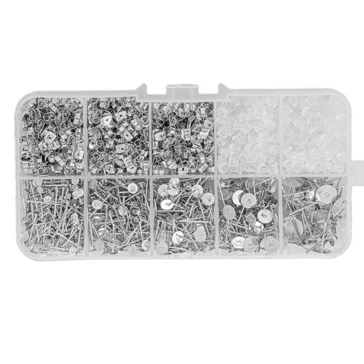 Earring Posts And Backs Kit Flat Pad Stud Earring Findings With Butterfly & Bullet Backs