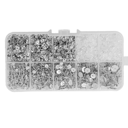Earring Posts And Backs Kit Flat Pad Stud Earring Findings With Butterfly & Bullet Backs