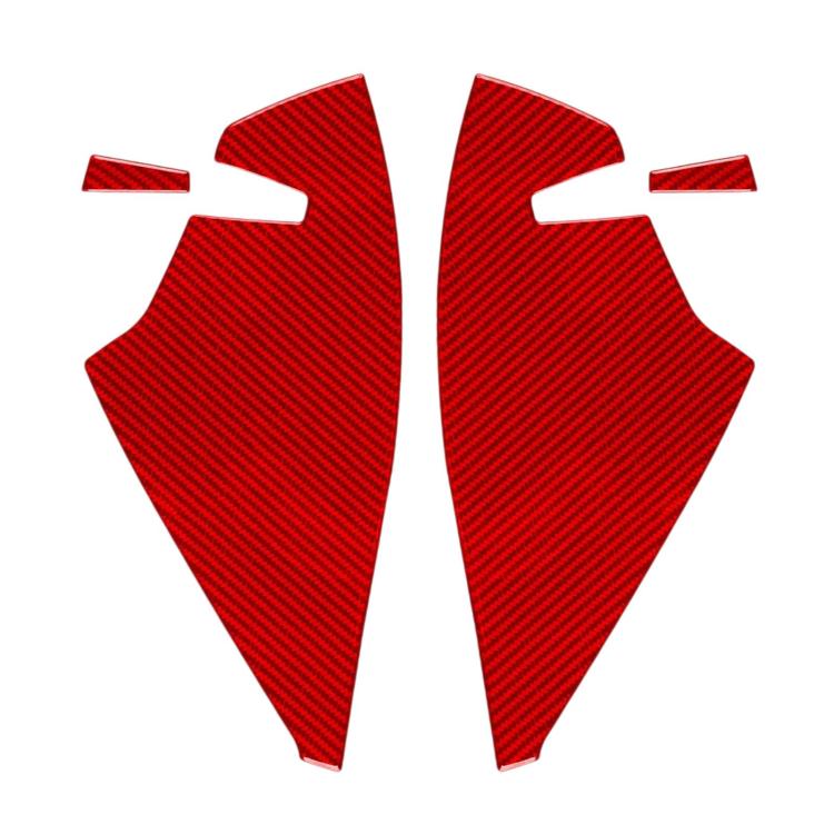 Red carbon-look door anti-collision buffer pad stickers, curved pointed set