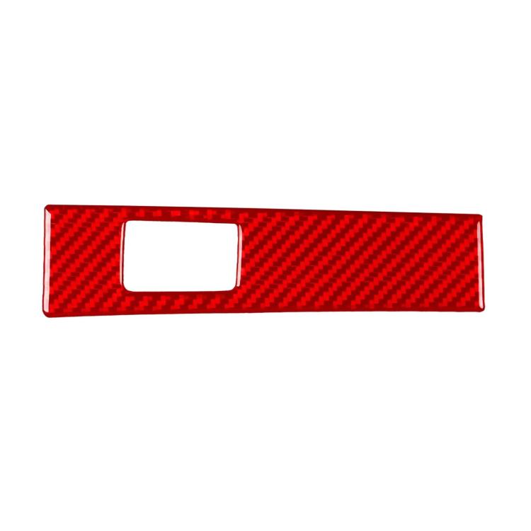 Red carbon-fiber decorative car sticker strip with white rectangular cutout