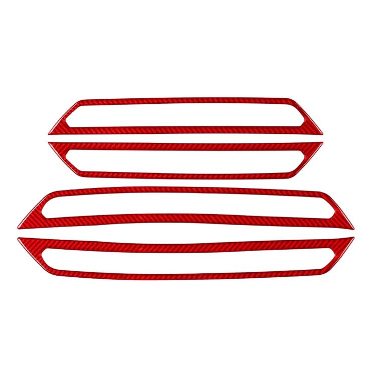 Red door sill decorative stickers, two red carbon-weave strip overlays with borders.