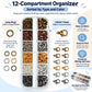 12-compartment jewelry findings organizer with lobster clasps and open jump rings