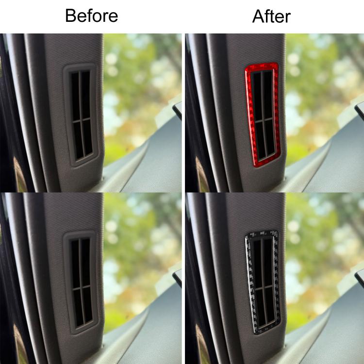 Dashboard air vent sticker, red and black frame detail on car dashboard vent