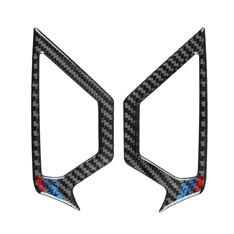 Carbon fiber reading light decor sticker pair with blue and red accent pattern