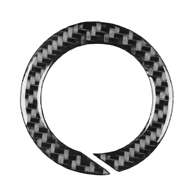 Carbon fiber steering wheel logo decor ring sticker, black woven texture ring