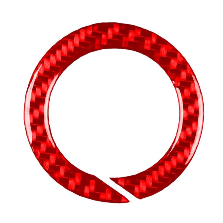 Red carbon fiber steering wheel logo decor ring sticker, glossy woven texture ring