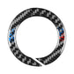 Steering wheel logo decor ring sticker, black carbon fiber weave with blue/red accents