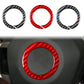 Steering wheel logo decor ring sticker set, black and red carbon fiber rings