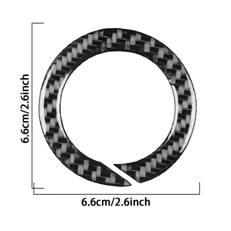Carbon fiber steering wheel logo decor ring sticker, size 6.6 cm (2.6 in)