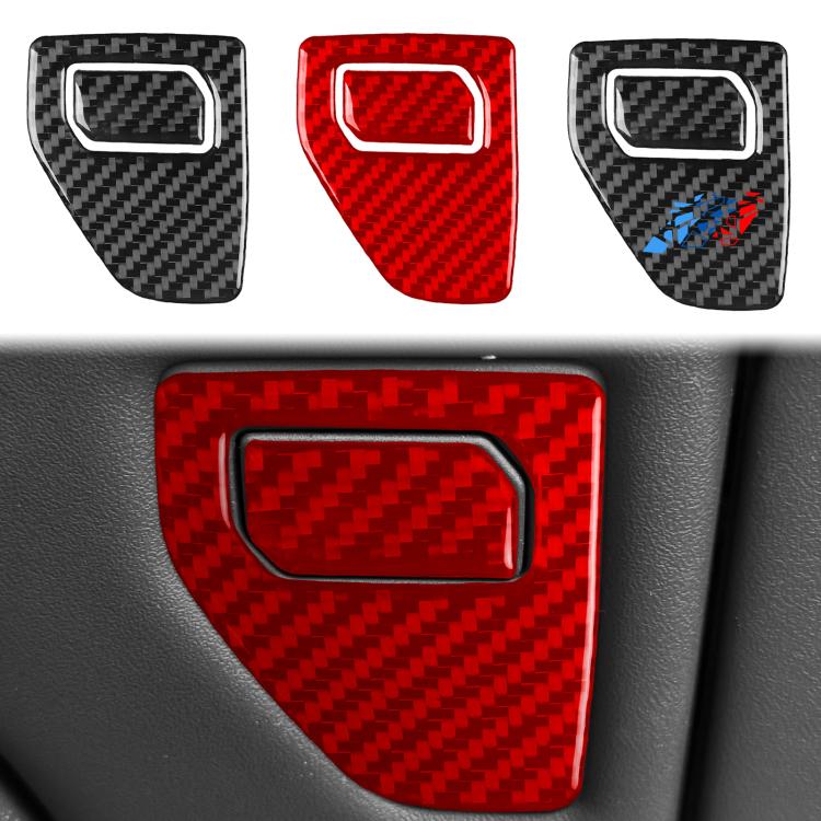 Passenger glove box switch panel sticker set: carbon fiber and red designs